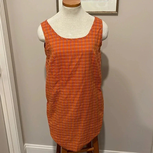 Patagonia - Sunspot Dress - Orange Plaid Sleeveless W/Pocket - Size Small - Picture 1 of 9